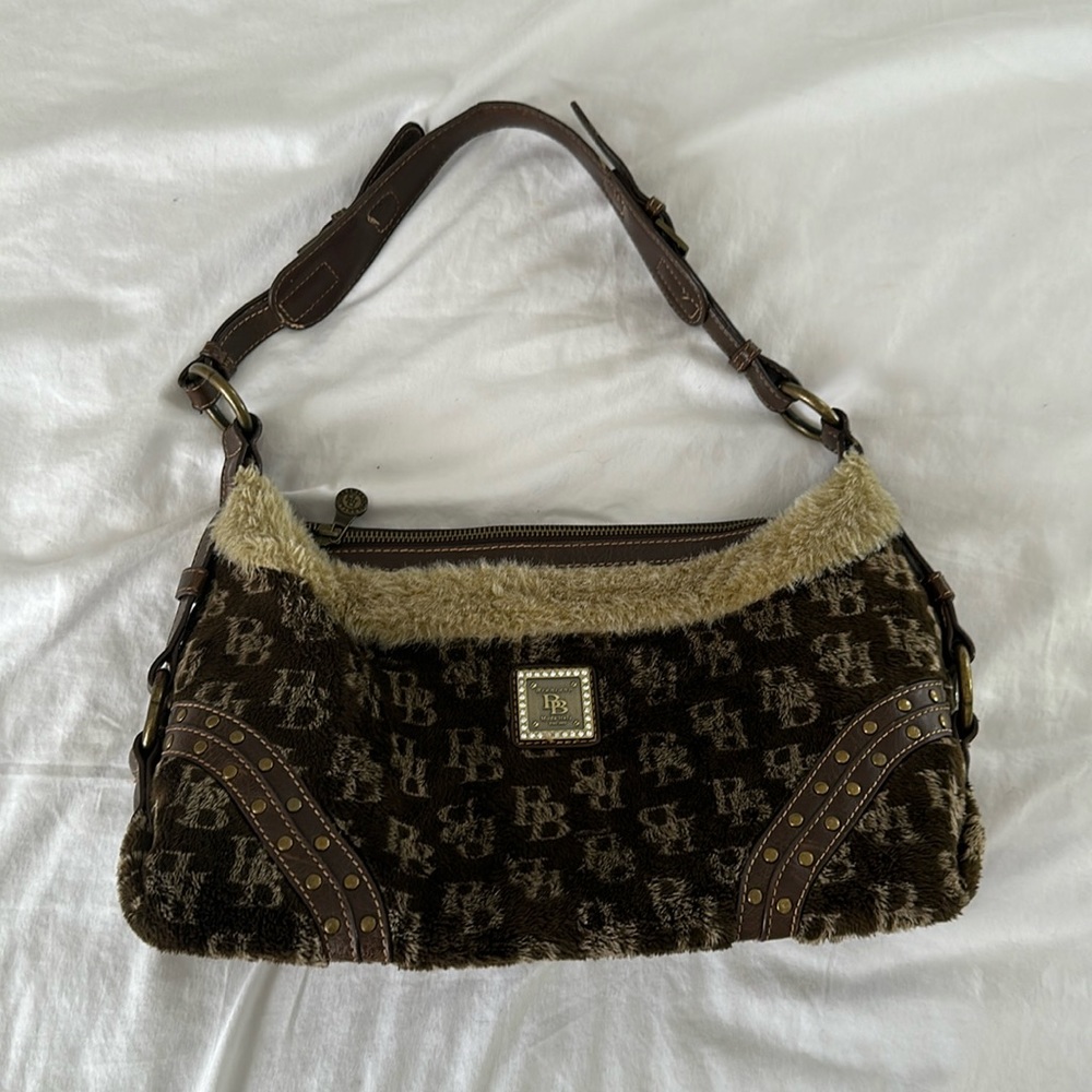 Brentano - moda Italy - brown neutral faux fur women’s purse handbag